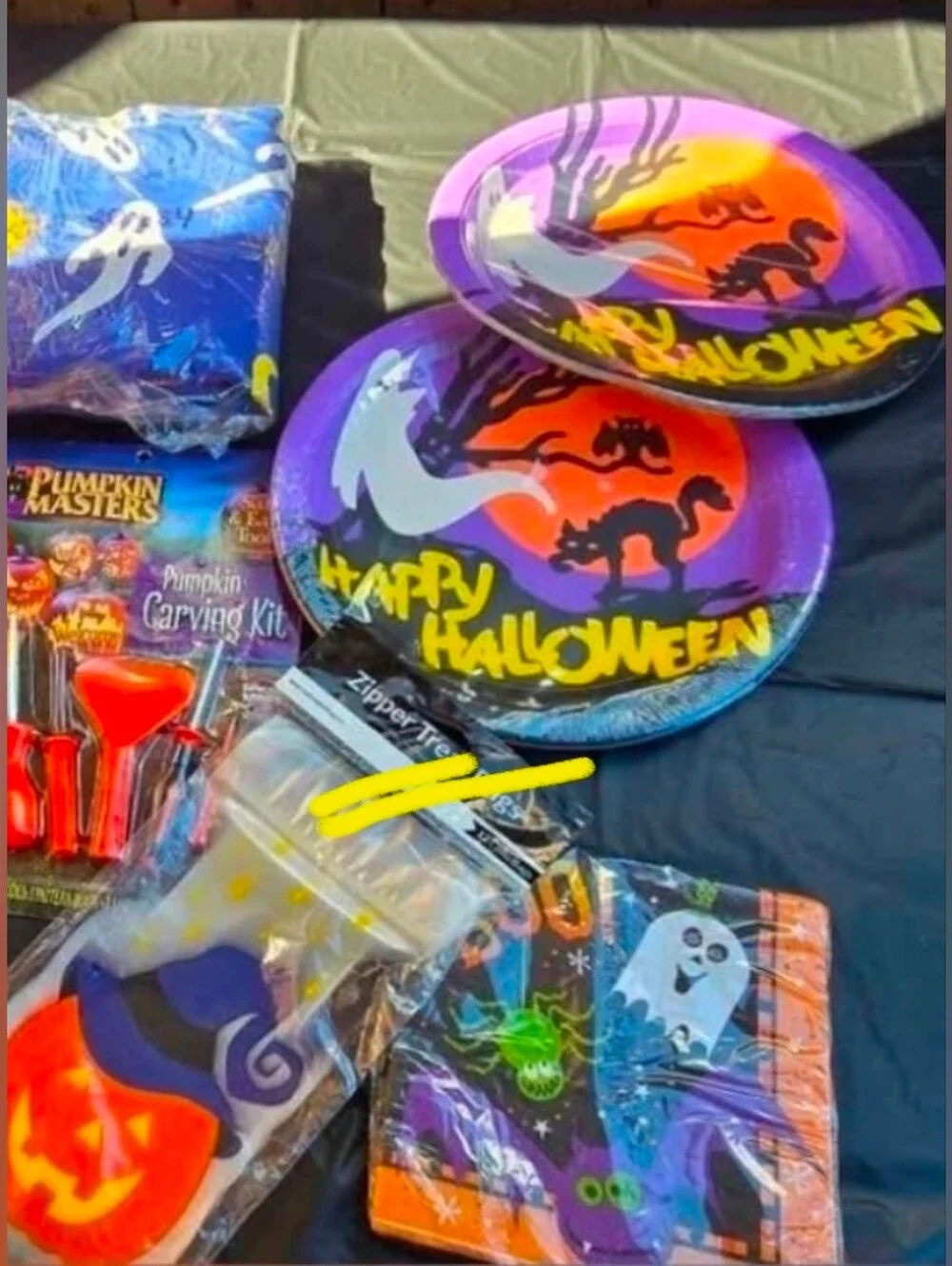 Halloween Ghost Pumpkins Party Tablecloth Supplies Set Theme #6